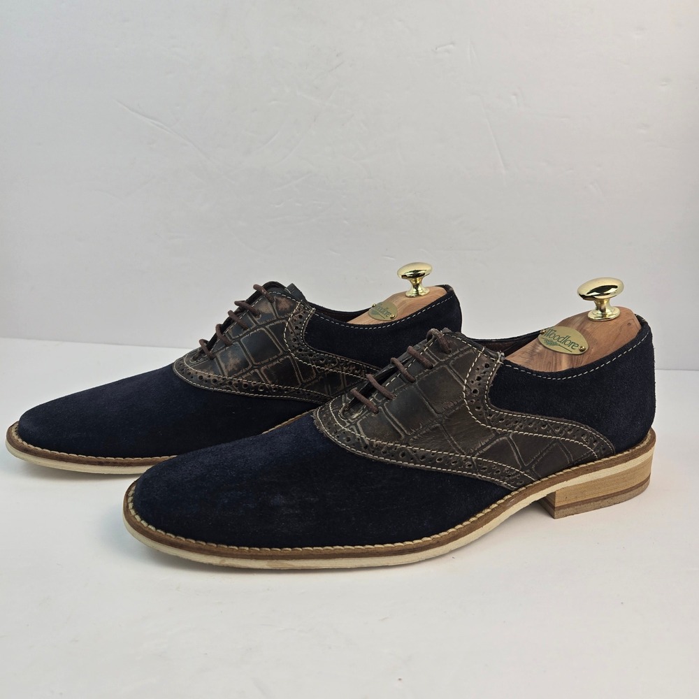 Giorgio Brutini Mens Oxford Shoes Blue Suede Textured Leather Size 9M Mexico